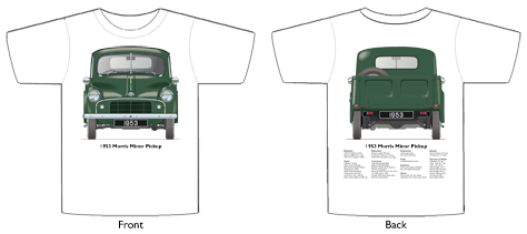 Morris Minor Pickup Series II 1953-54 T-shirt Front & Back